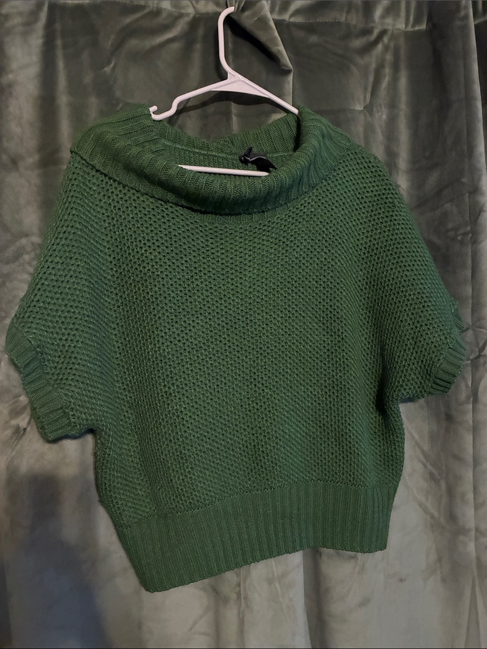 new directions Forest Green Short-Sleeve Cowl Neck Sweater